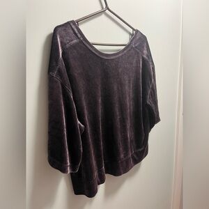 We The Free Deep Purple Velvet Sweatshirt